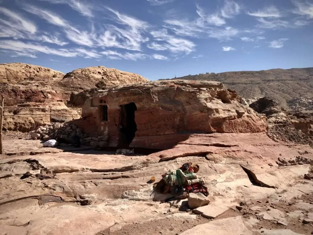 Jordan, visiting Petra, Al-Khubtha trail, Bedouin cave