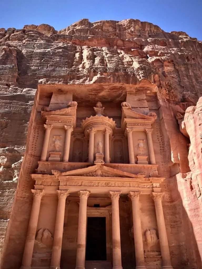 Jordan, visiting Petra, the Treasury Al Khazneh without people