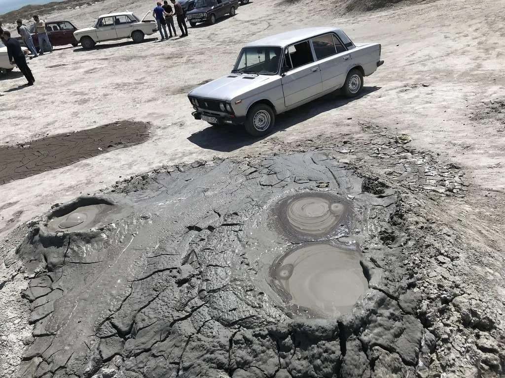 Qobustan mud volcanoes and Lada, Baku, Azerbaijan