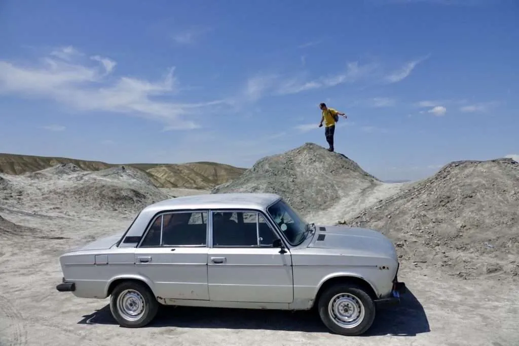 Qobustan mud volcanoes and Lada, Baku, Azerbaijan