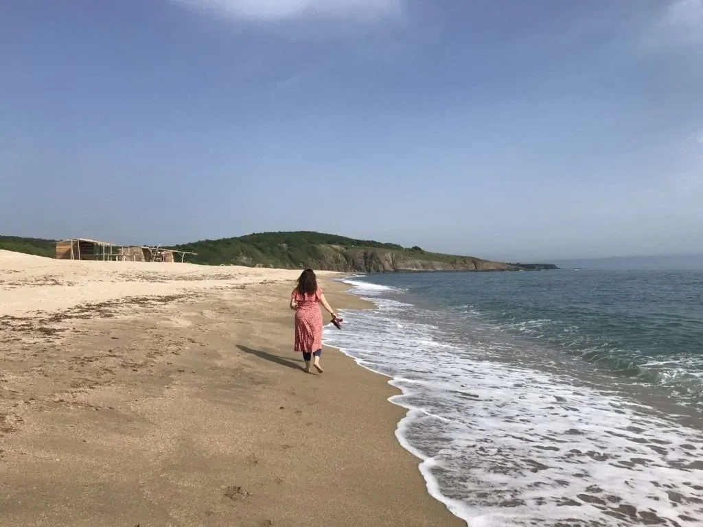 Walking on an empty beach, Sinemorets, Bulgaria