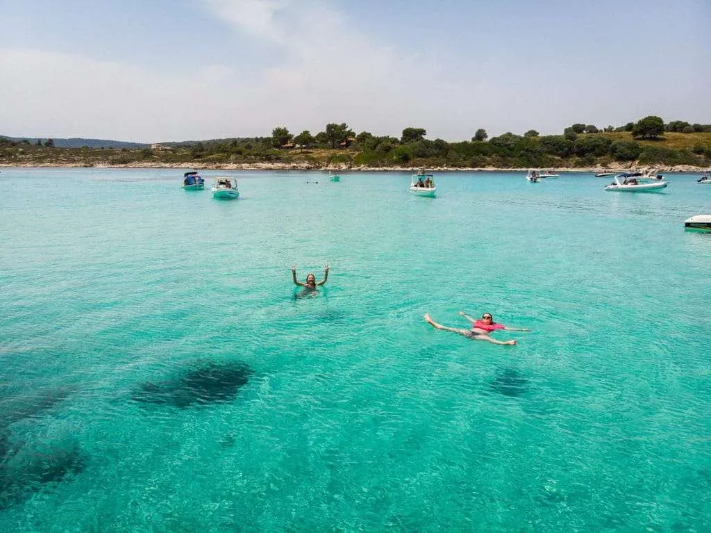A boat trip around Diaporos island, Halkidiki, Greece