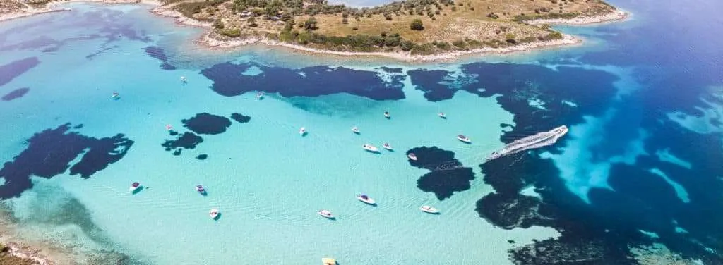 A boat trip around Diaporos island, Halkidiki, Greece