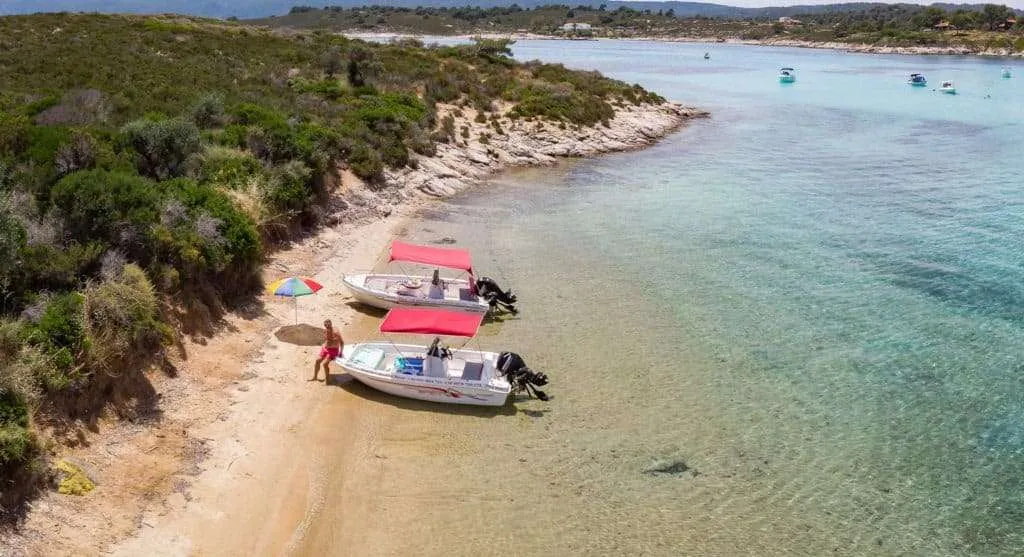 A boat trip around Diaporos island, Halkidiki, Greece