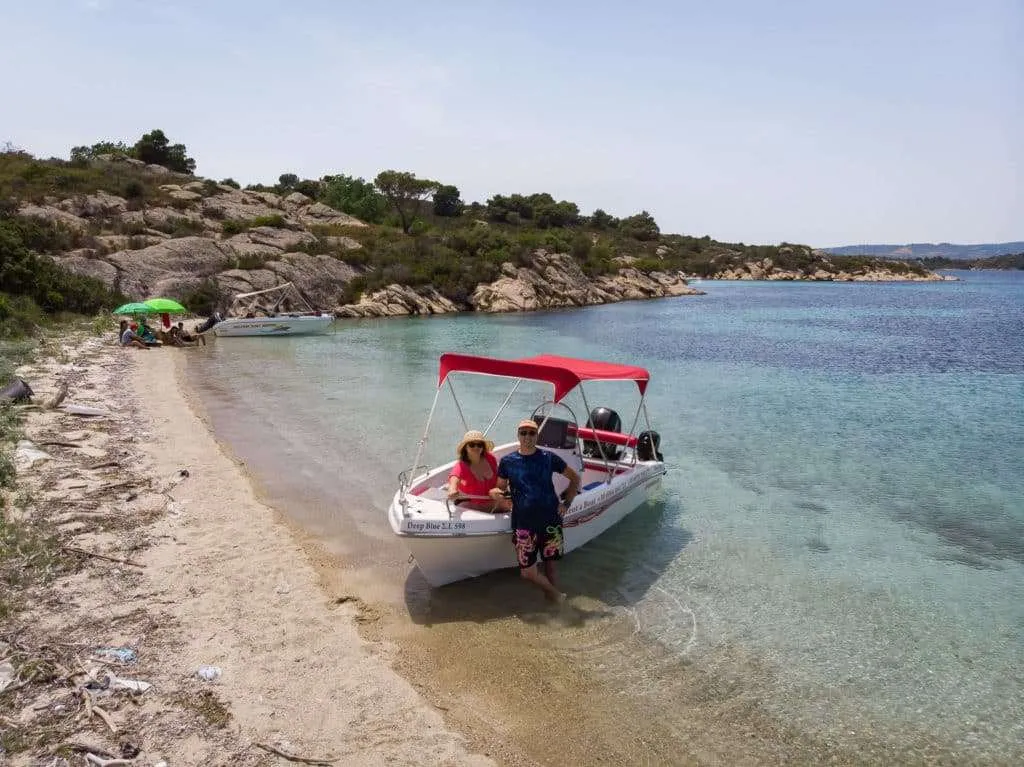 A boat trip around Diaporos island, Halkidiki, Greece