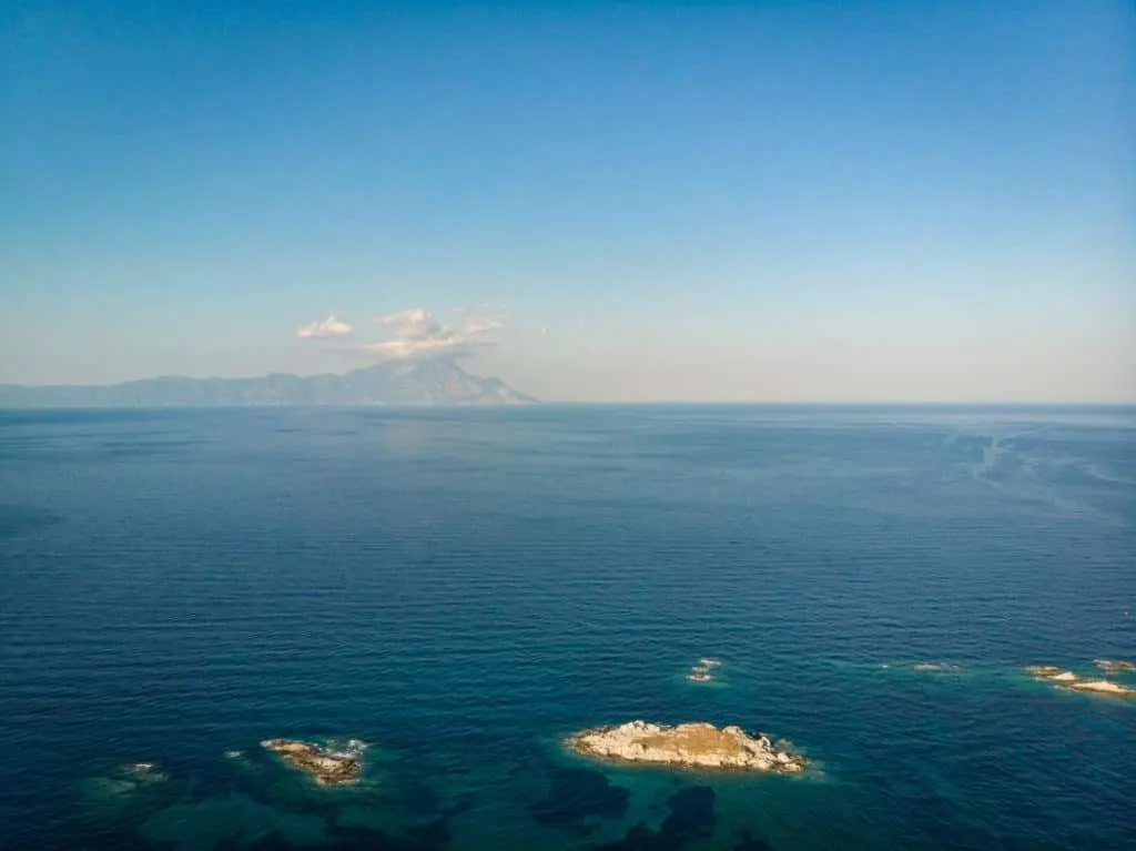 A view of Mount Athos from Sithonia, Halkidiki, Greece