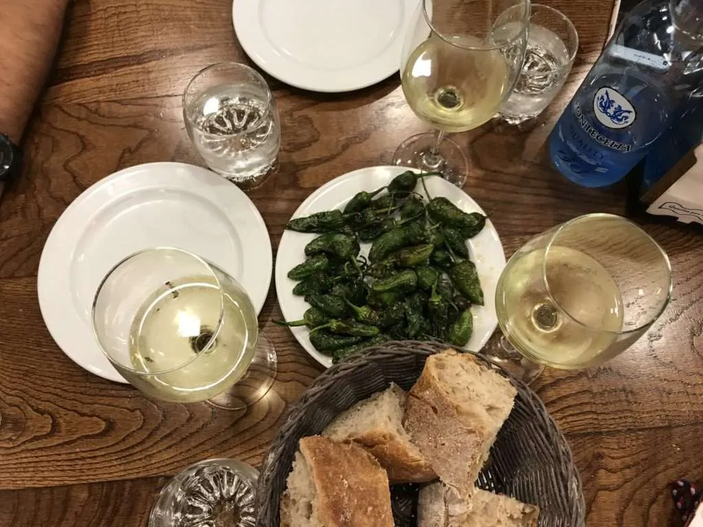 Wine and Pimientos de Padron, Galicia