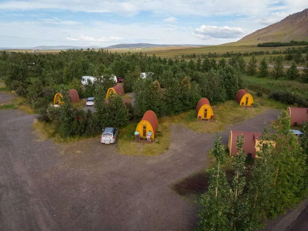 Experiential and unusual places to stay in Iceland: Fossatun Camping pods