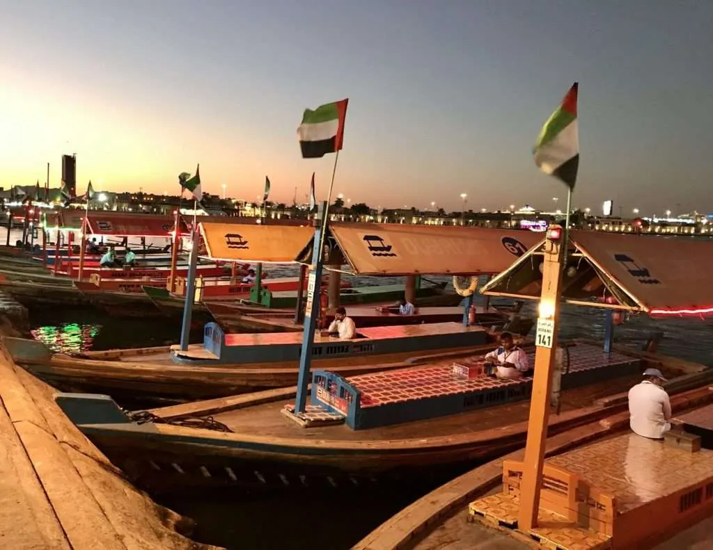 2 days in Dubai itinerary - abra boats in Dubai Creek
