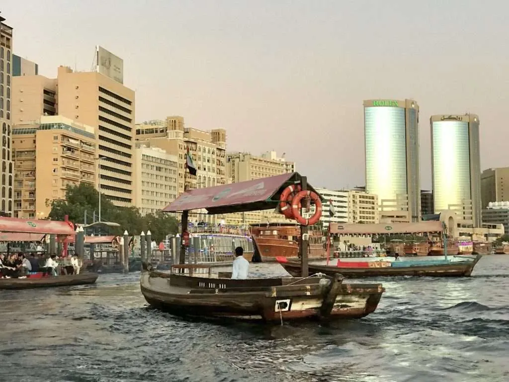 2 days in Dubai itinerary - abra boats in Dubai Creek