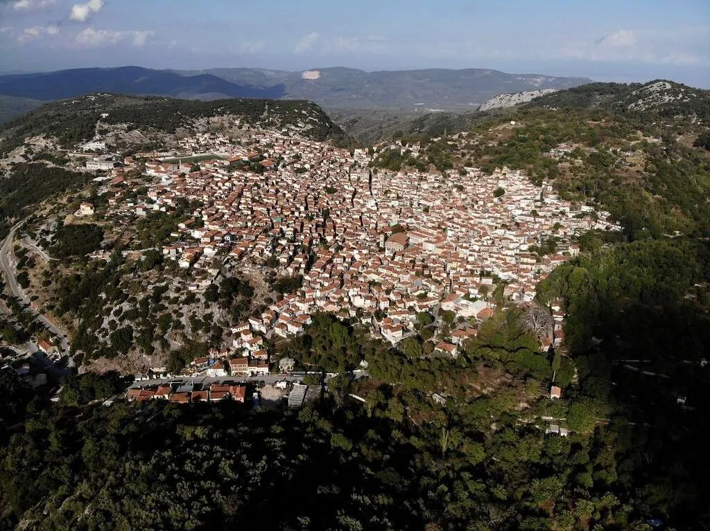 Lesbos island itinerary - Agiasos drone view