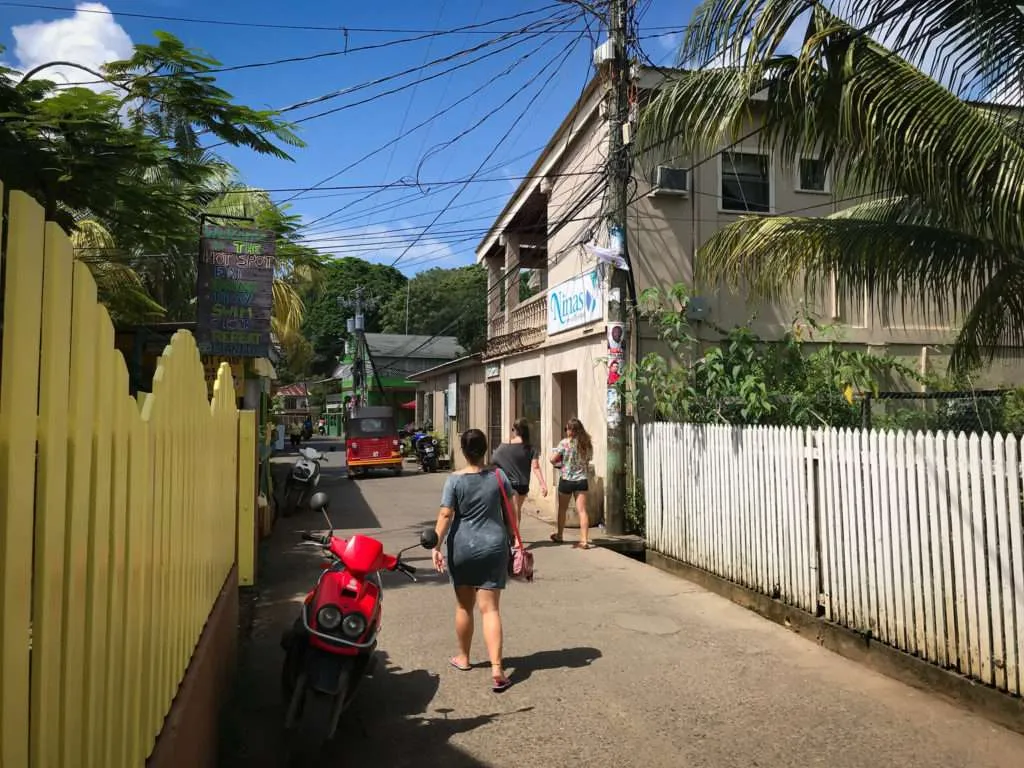 The colorful streets of Utila island, Honduras