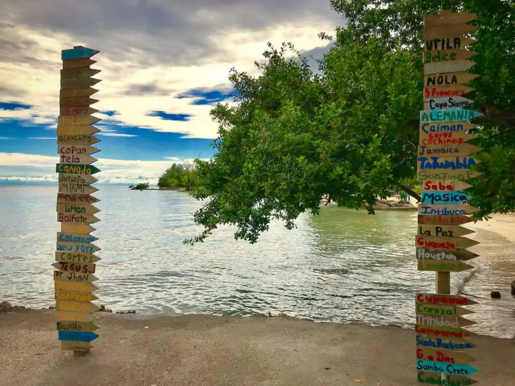 The colorful signs of Utila island, Honduras