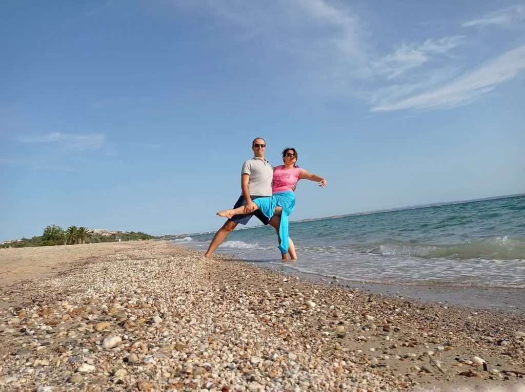 Dancing on Dionisiou beach, Greece