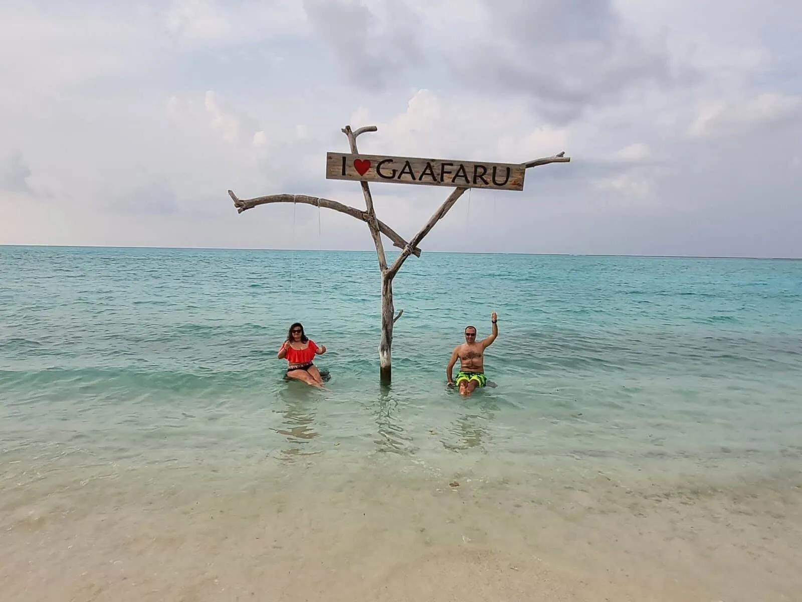 Gaafaru island swing with sign, Maldives