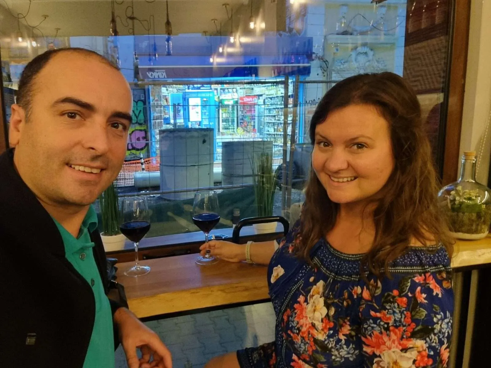 Wine tasting at a wine bar in Sofia, Bulgaria