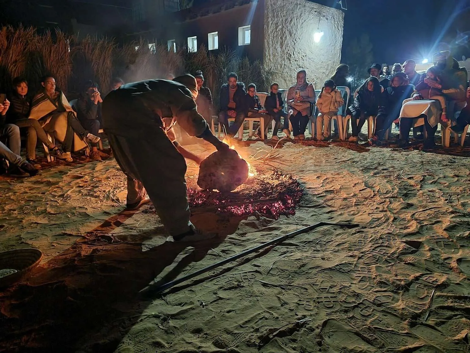 Fire at a desert camp, Tunisia