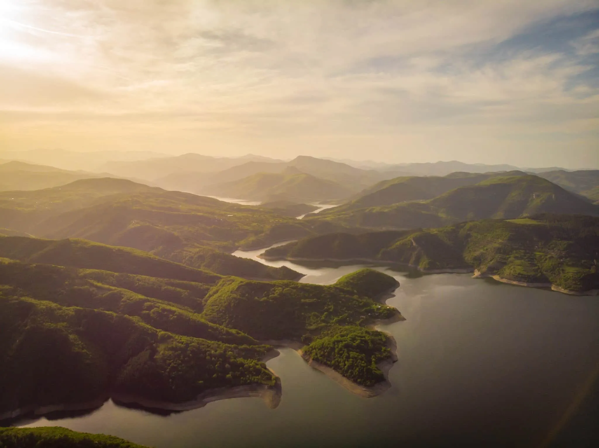 Aerial view of Kardjali dam, Bulgaria