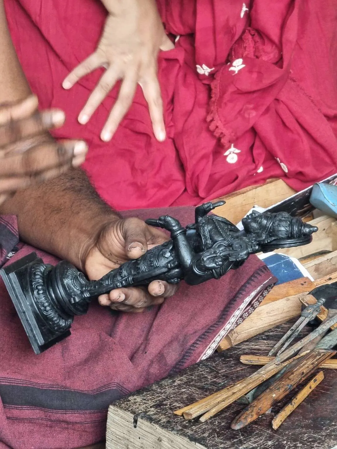 Handcrafting bronze in Kunhimangalam heritage village, Kannur, Kerala, India