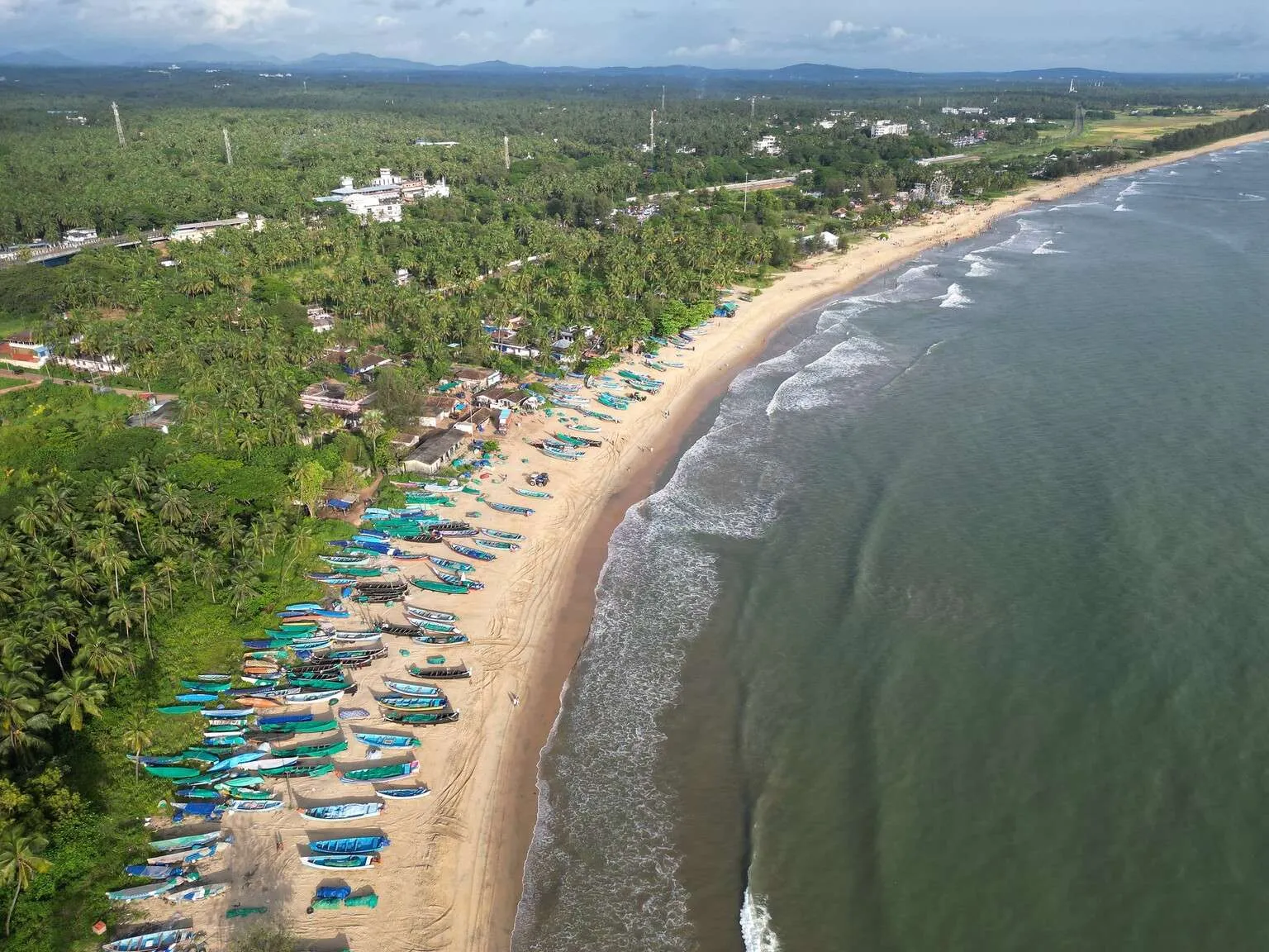 Drone view of a beach in Northern Kerala, India