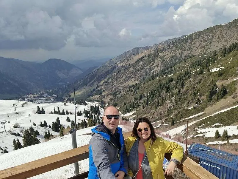 Almaty Shymbulak wide angle selfie