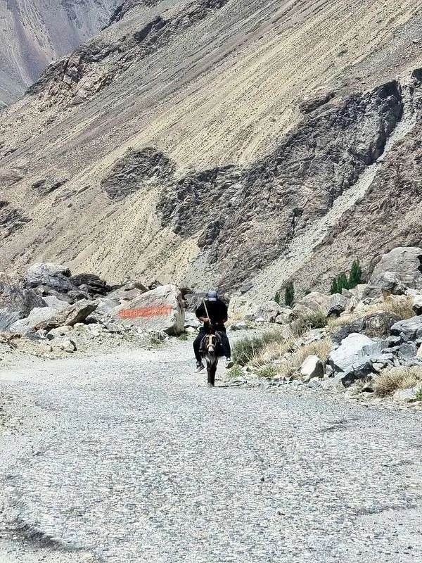 day 3 Pamir Highway on the road the donkey rider