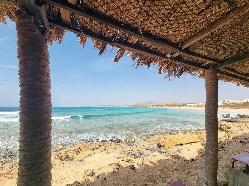 Cabo Verde Boa Vista Jeep Tour beach bar at Praia de Santa Monica