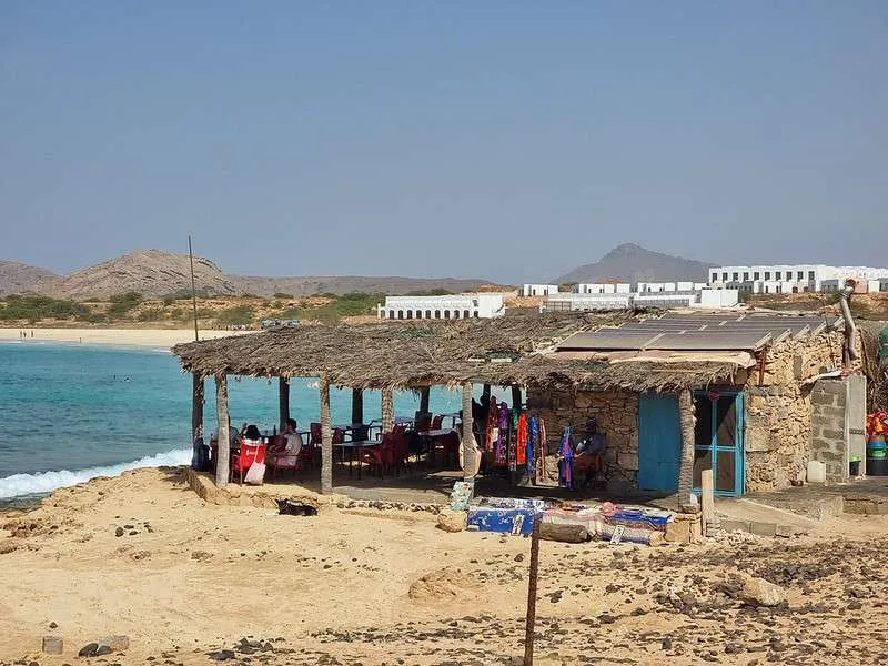 Cabo Verde Boa Vista Jeep Tour beach bar at Praia de Santa Monica