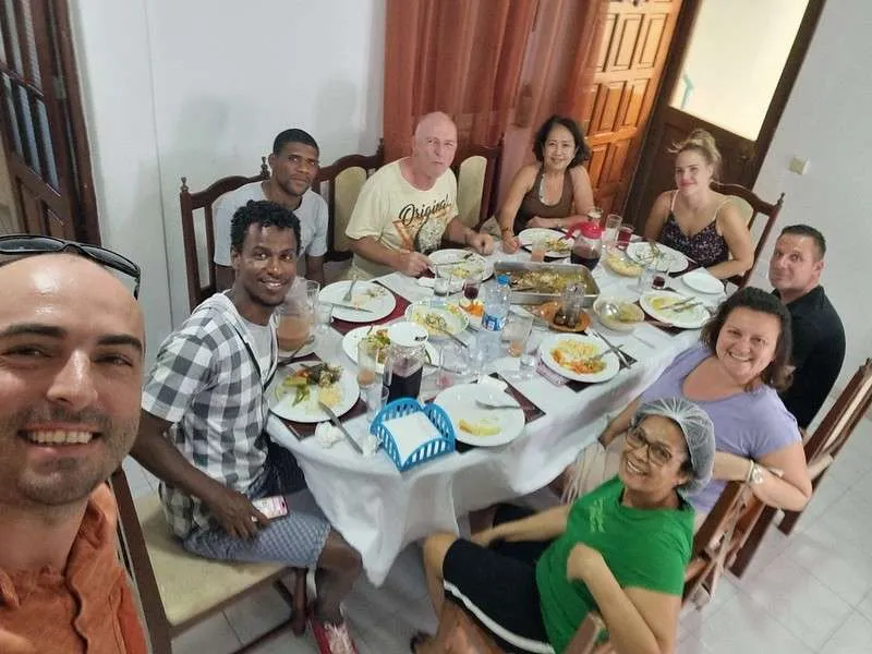 Cabo Verde Sal Day Tour Mama Elsa lunch selfie with the group