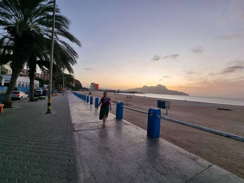Cabo Verde Sao Vicente Mindelo Bistra walking after the sunset
