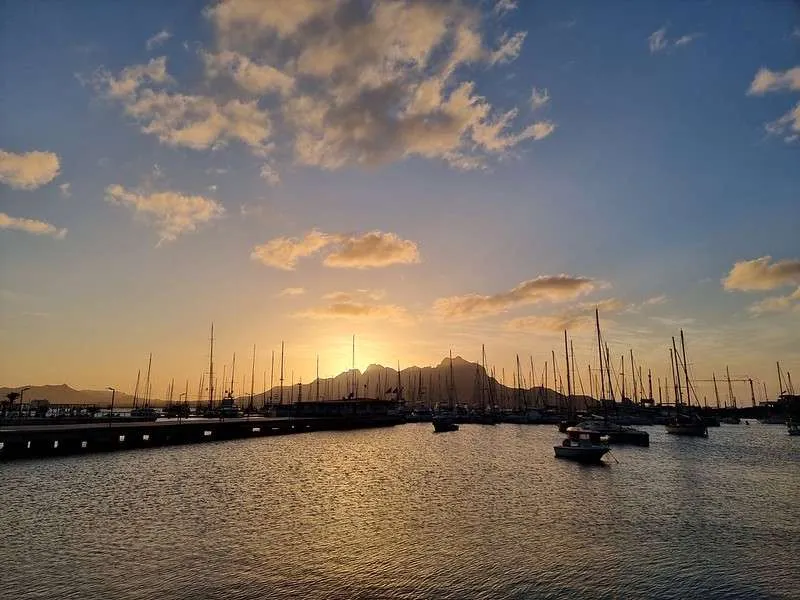 Cabo Verde Sao Vicente Mindelo sunset and boats