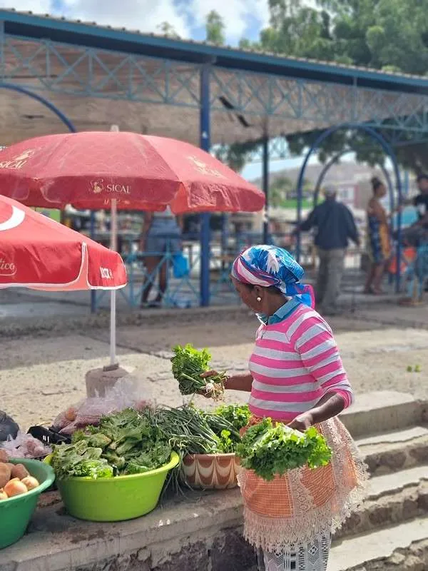 Cabo Verde Sao Vicente Sao Pedro vegetables stall near the van