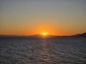 Samos Island sunrise from the balcony of our apartment in Avlakia Sunrise Heaven